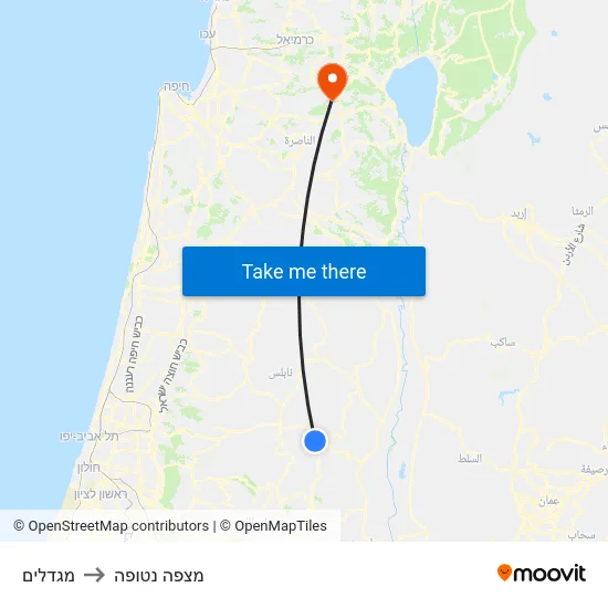 מגדלים to מצפה נטופה map