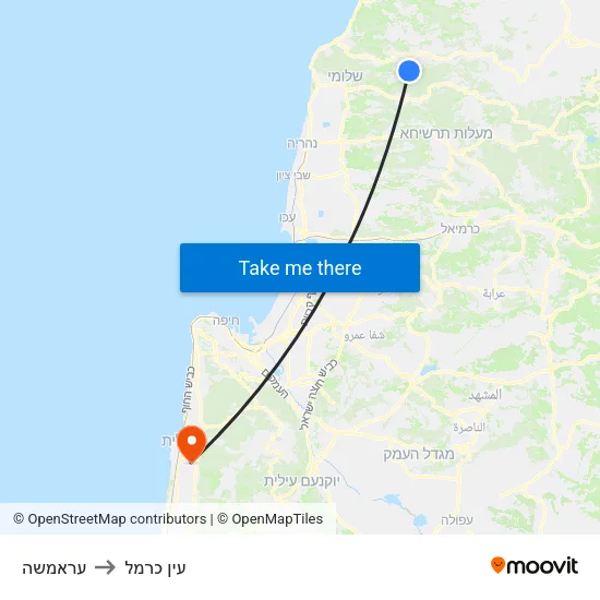 עראמשה to עין כרמל map