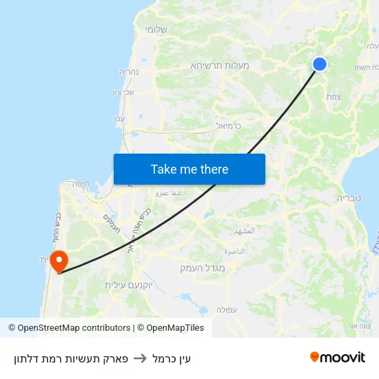 פארק תעשיות רמת דלתון to עין כרמל map