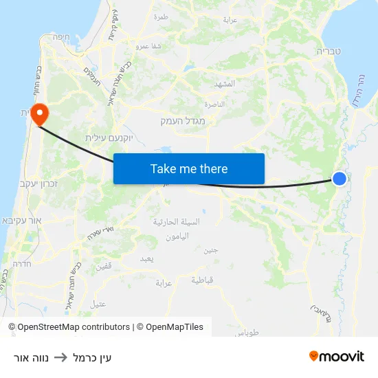 נווה אור to עין כרמל map