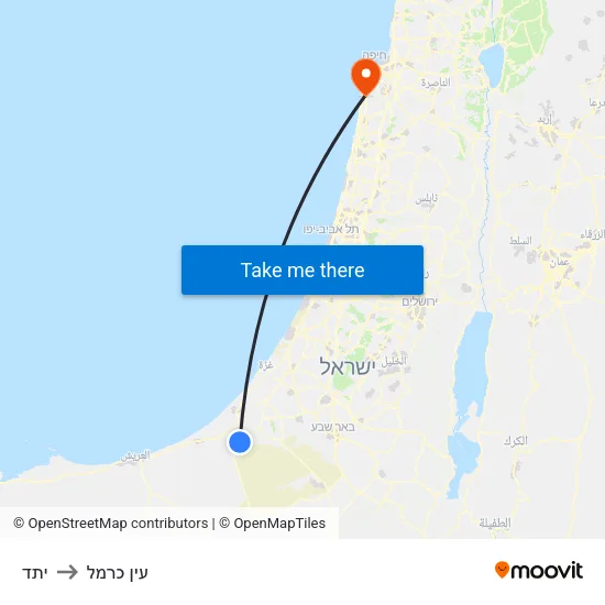 יתד to עין כרמל map