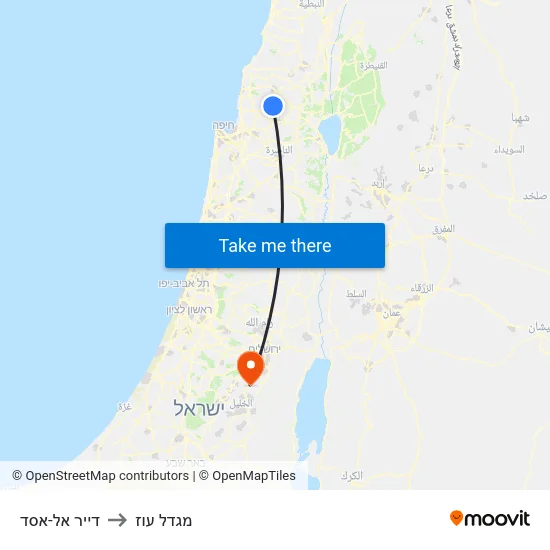 דייר אל-אסד to מגדל עוז map