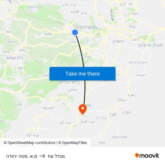 מ.א. מטה יהודה to מגדל עוז map