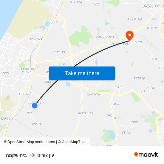 בית שקמה to עין צורים map