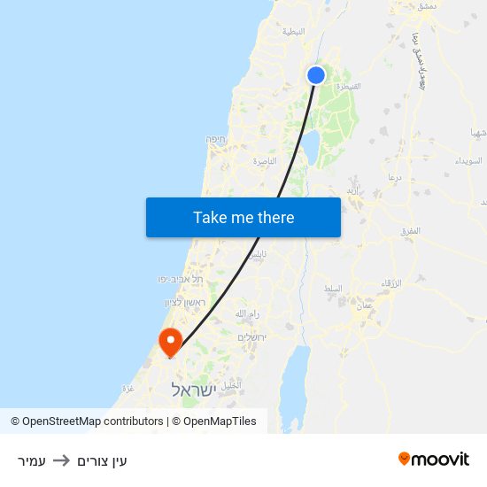 עמיר to עין צורים map