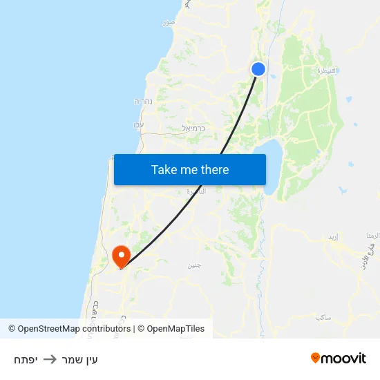 יפתח to עין שמר map