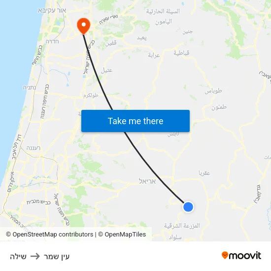 שילה to עין שמר map