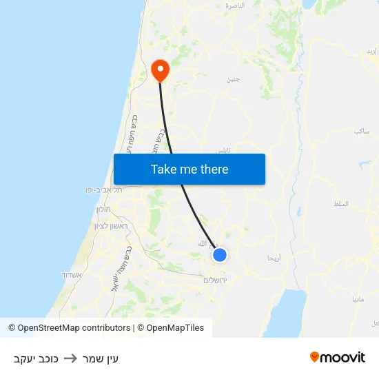 כוכב יעקב to עין שמר map