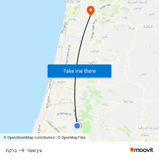 ברקת to עין שמר map