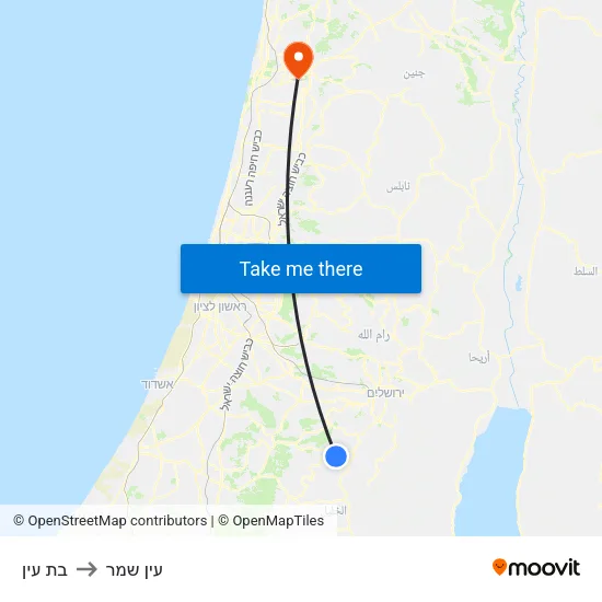 בת עין to עין שמר map