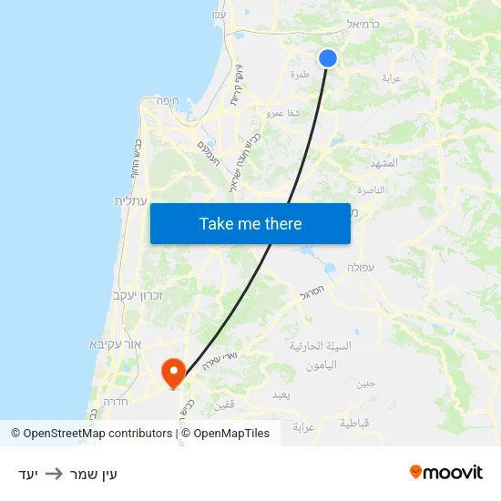 יעד to עין שמר map