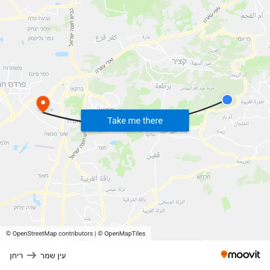ריחן to עין שמר map