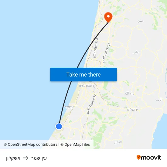 אשקלון to עין שמר map