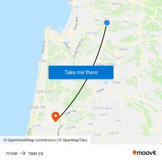 שכניה to עין שמר map