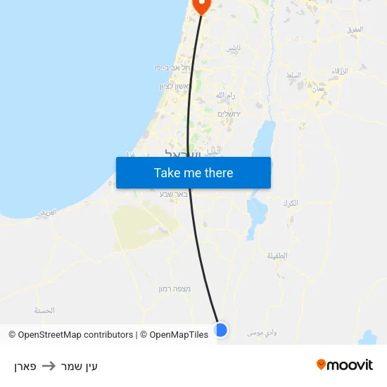 פארן to עין שמר map