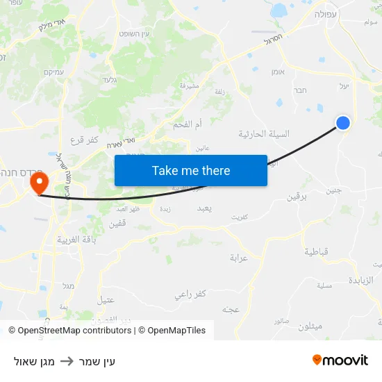 מגן שאול to עין שמר map