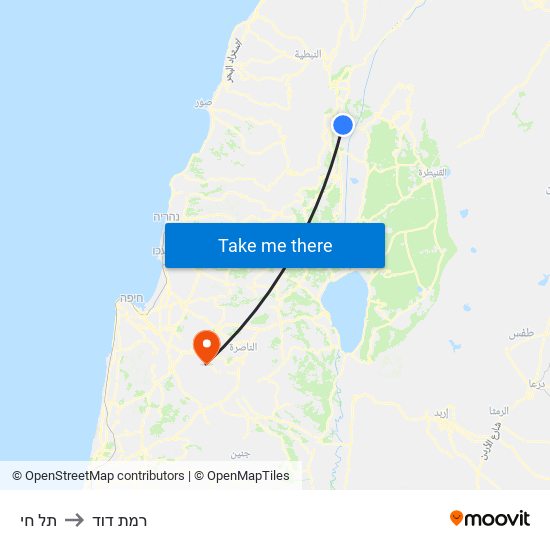 תל חי to רמת דוד map