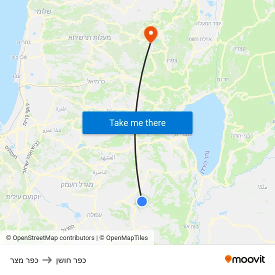 כפר מצר to כפר חושן map