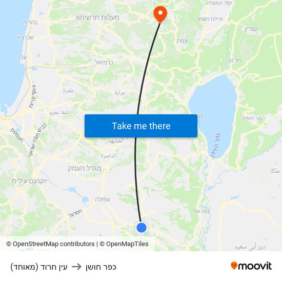 עין חרוד (מאוחד) to כפר חושן map