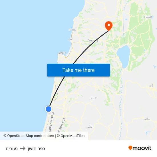 נעורים to כפר חושן map