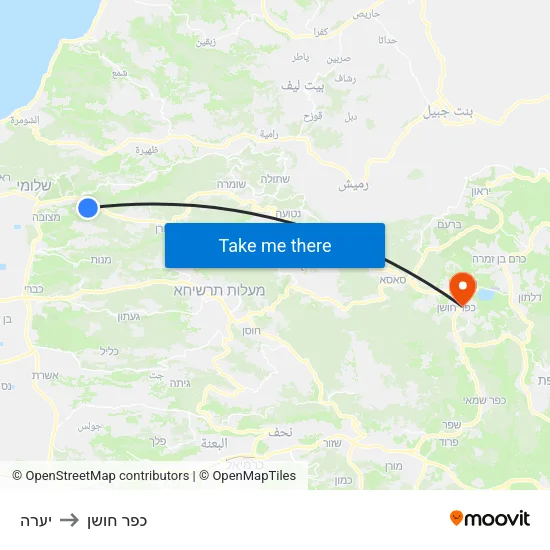 יערה to כפר חושן map