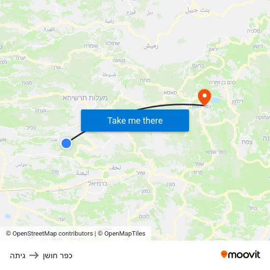 גיתה to כפר חושן map