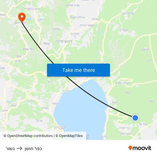 גשור to כפר חושן map