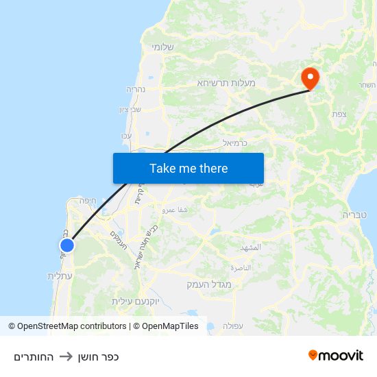 החותרים to כפר חושן map