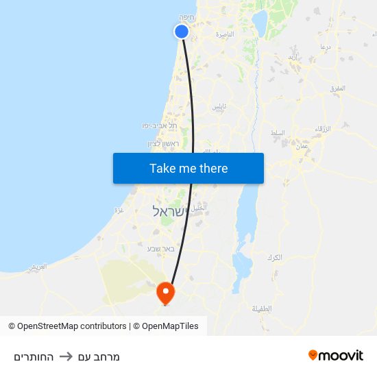 החותרים to מרחב עם map