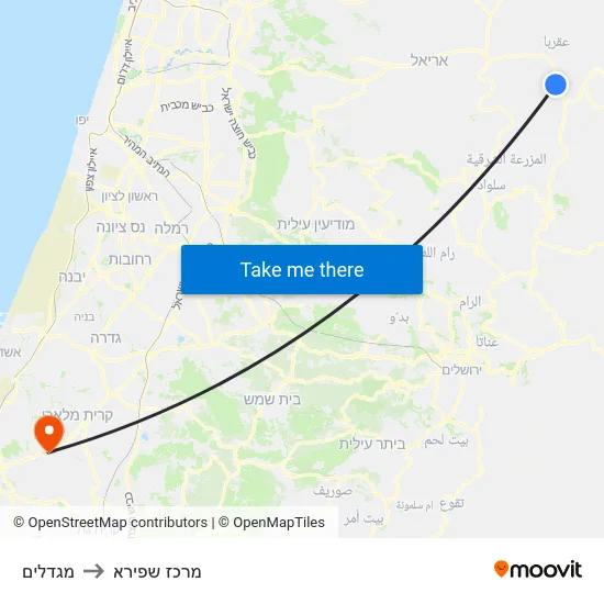 מגדלים to מרכז שפירא map