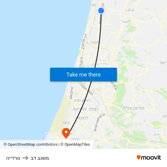 נורדייה to משגב דב map