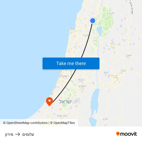 מירון to עלומים map