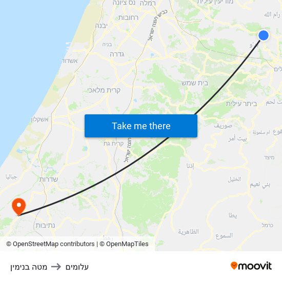 מטה בנימין to עלומים map