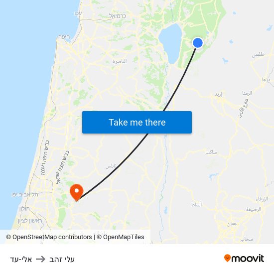 אלי-עד to עלי זהב map