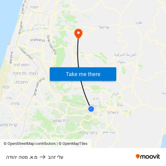 מ.א. מטה יהודה to עלי זהב map