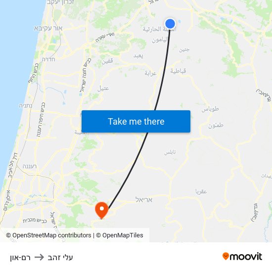 רם-און to עלי זהב map