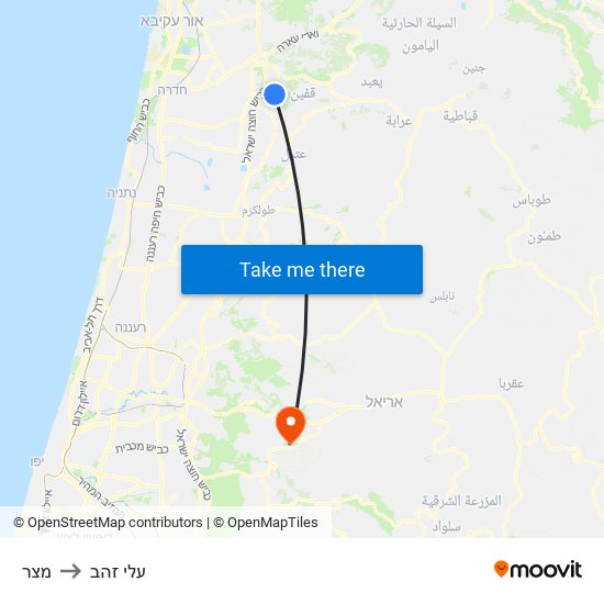 מצר to עלי זהב map