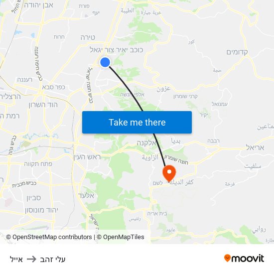 אייל to עלי זהב map