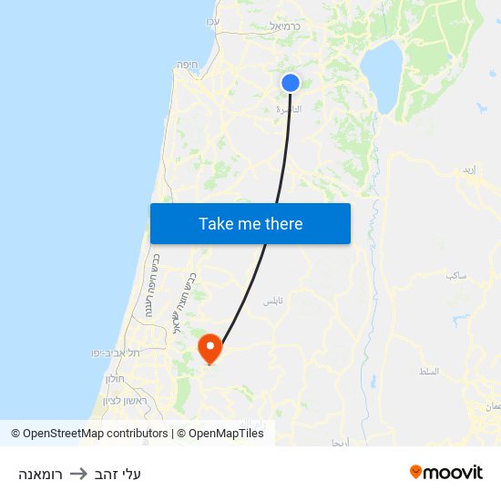 רומאנה to עלי זהב map