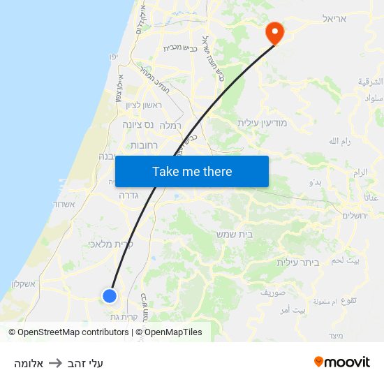 אלומה to עלי זהב map