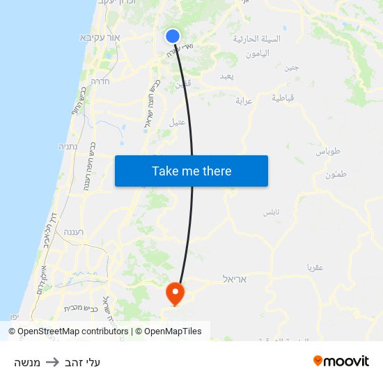 מנשה to עלי זהב map