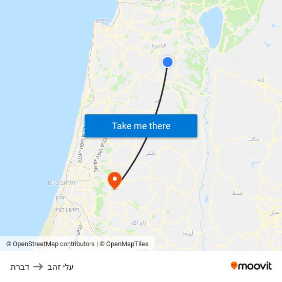 דברת to עלי זהב map