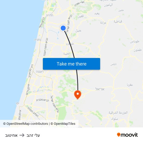 אחיטוב to עלי זהב map