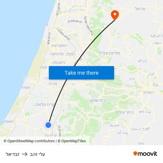 זבדיאל to עלי זהב map