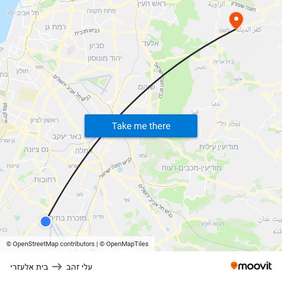 בית אלעזרי to עלי זהב map