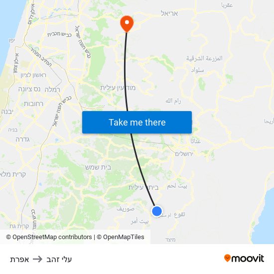 אפרת to עלי זהב map