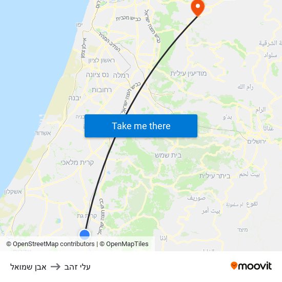 אבן שמואל to עלי זהב map