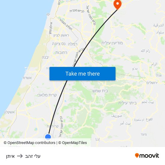 איתן to עלי זהב map