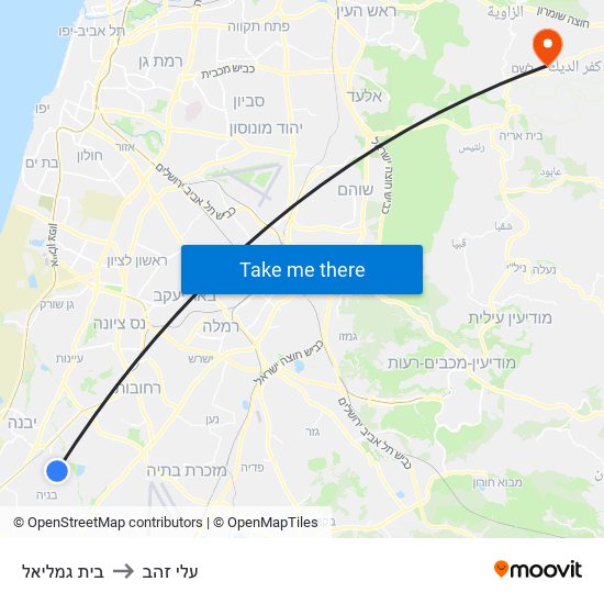 בית גמליאל to עלי זהב map