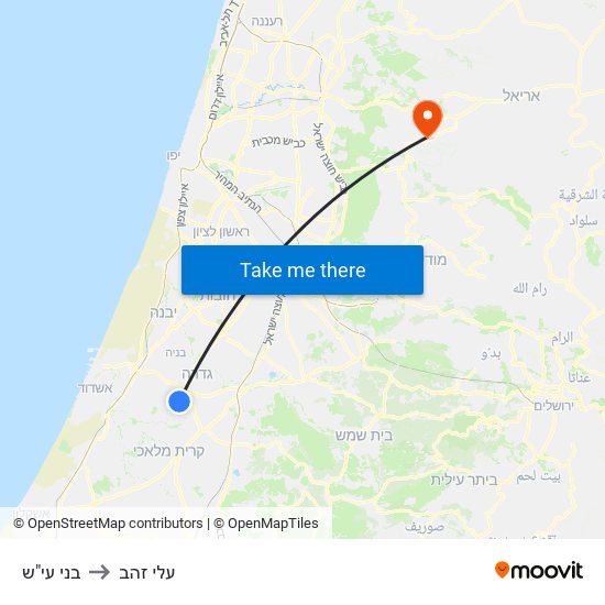 בני עי"ש to עלי זהב map